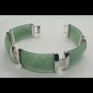 Faceted nephrite jade stone bracelet. Fits size 8” wrist.